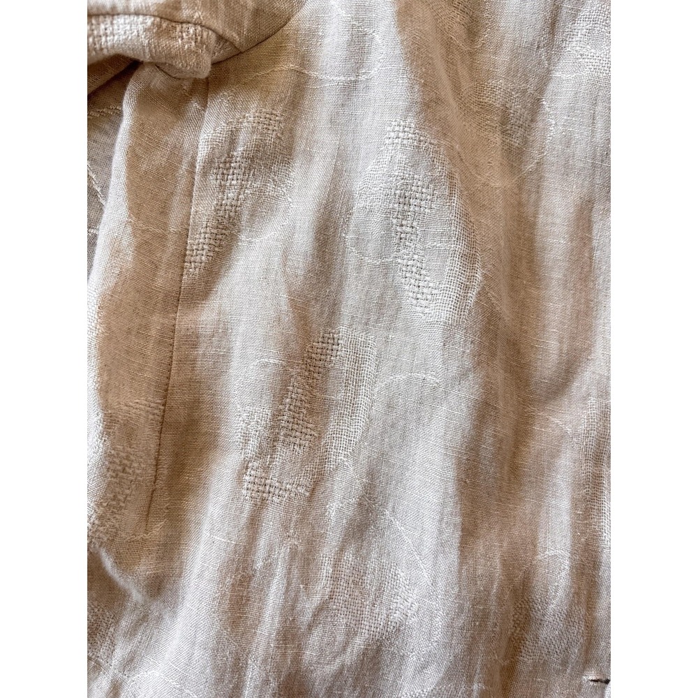 Eileen Fisher Jacket Womens Large Beige Linen Button Front Longline Duster - Picture 3 of 7